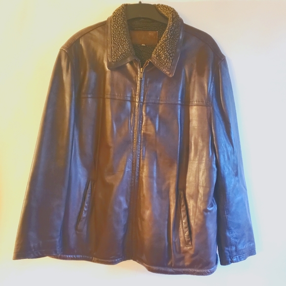 SONOMA MEN'S 100% LEATHER JACKET BROWN LINING SHERPA SIZE XXL - Picture 1 of 11
